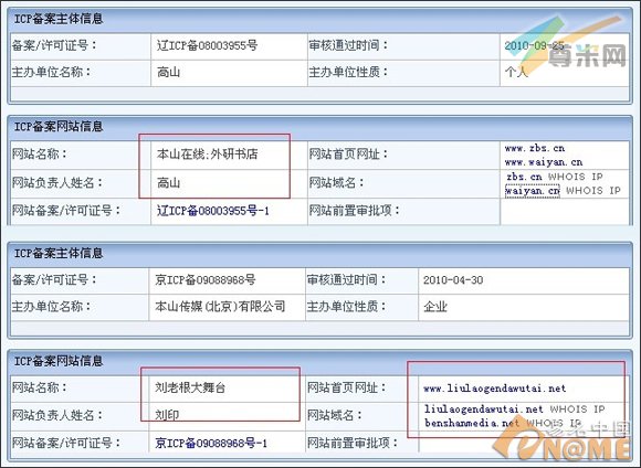 图：备案信息对比