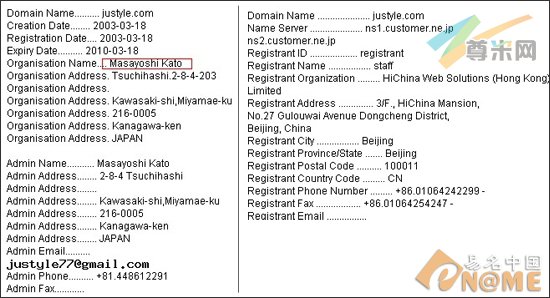 图：域名信息