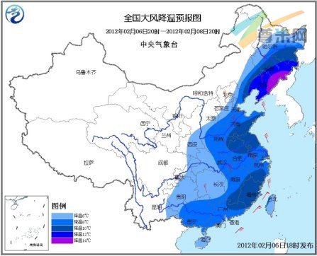 全国大风降温预报图