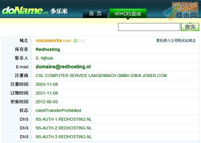 域名VoiceWorks.com的Whois信息