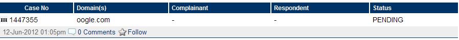 域名oogle.com被仲裁 投诉人疑为谷歌公司
