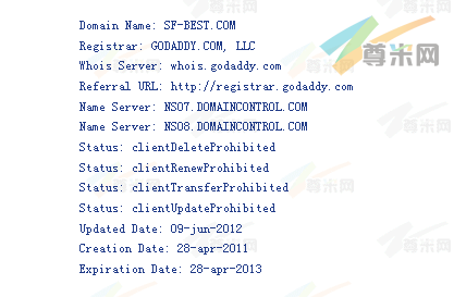 域名sf-best.com的whois信息