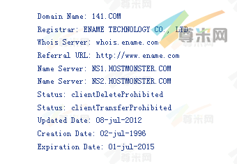 域名141.com的whois信息