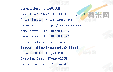 域名zhigu.com的whois信息