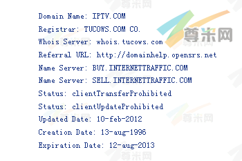 域名iptv.com的whois信息