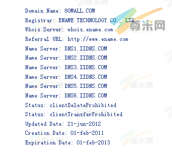 域名80mall.com的whois信息