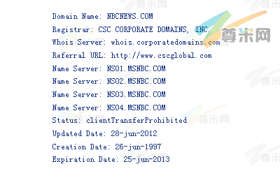 域名NBCNews.com的whois信息