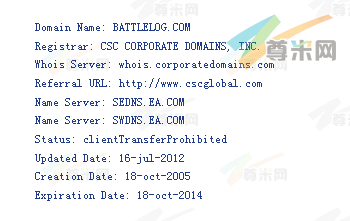 域名battlelog.com的whois信息