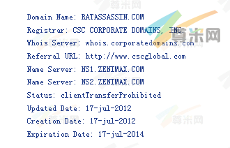 域名ratassassin.com的whois信息