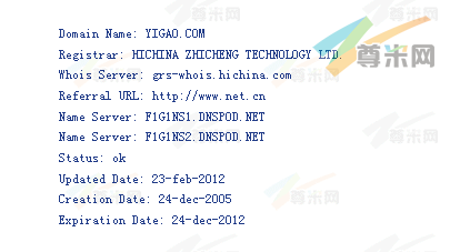 域名yigao.com的whois信息