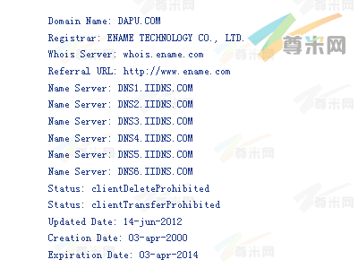 域名dapu.com的whois信息