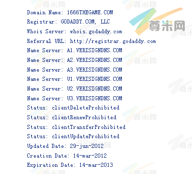 域名1666TheGame.com的whois信息