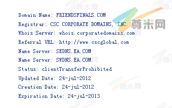 域名FriendsFinals.com的whois信息