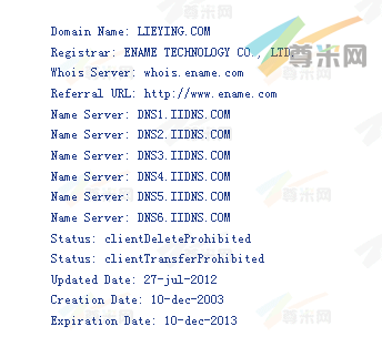 域名lieying.com的whois信息