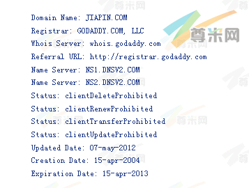 域名jiapin.com的whois信息