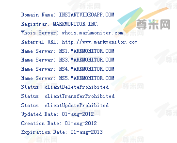 域名instantvideoapp.com的whois信息
