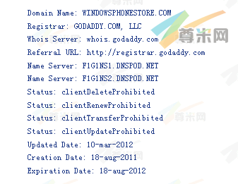 域名Windowsphonestore.com的whois信息