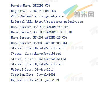 域名decide.com的whois信息