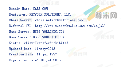 域名care.com的whois信息