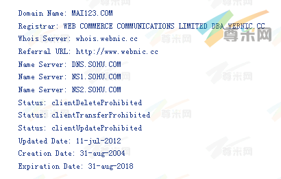 域名mai123.com的whois信息