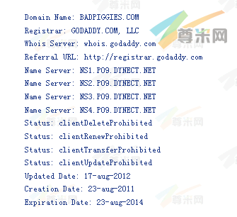 域名BadPiggies.com的whois信息