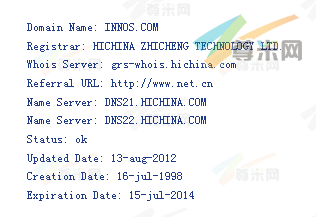 域名innos.com的whois信息