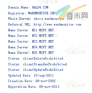 域名halo4.com的whois信息
