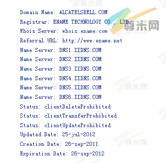 争议域名alcatelsbell.com的whois信息