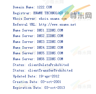 域名1222.com的whois信息