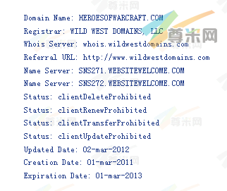 域名HeroesofWarcraft.com的whois信息